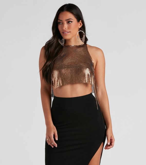 You've Got Glam Chainmail Lace Up Top - Image 3