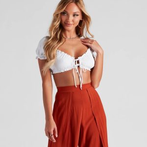 Lovely Day Peasant Crop Top
