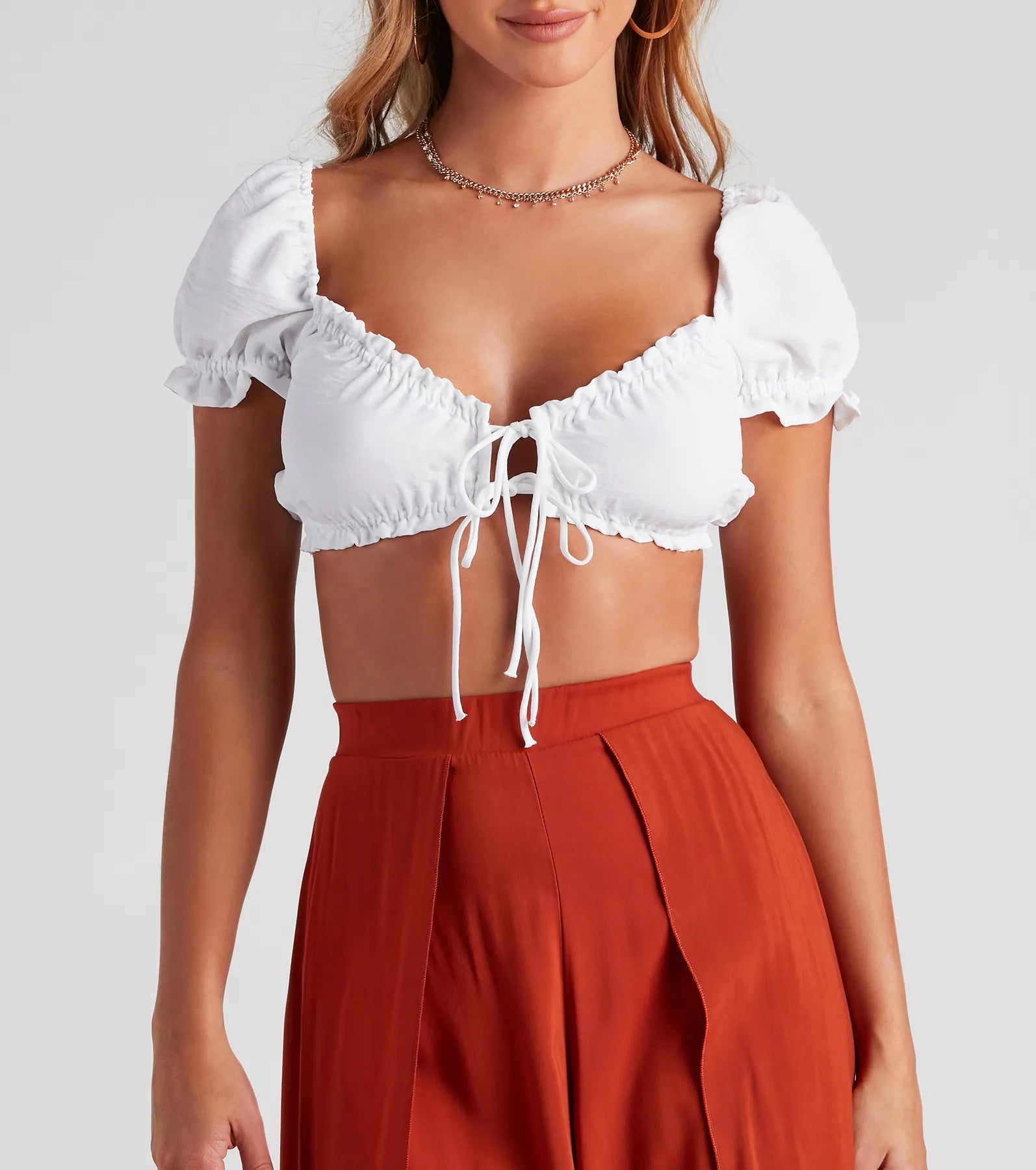Lovely Day Peasant Crop Top - Image 3