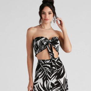 Sandy Beaches Palm Bandeau Top
