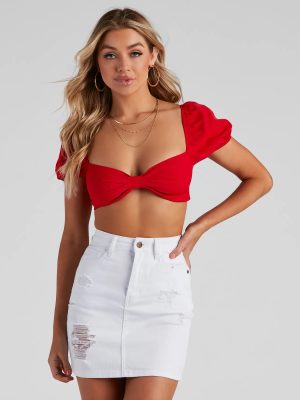 Life's Sweet Puff Sleeve Tie Top