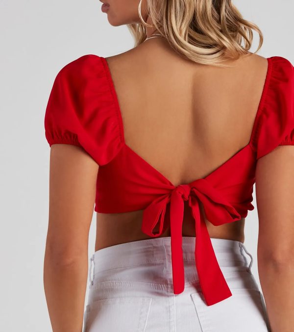 Life's Sweet Puff Sleeve Tie Top - Image 4