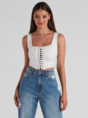 All Day Play Lace-Up Tank Crop Top