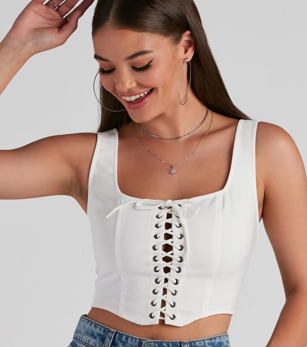 All Day Play Lace-Up Tank Crop Top - Image 3