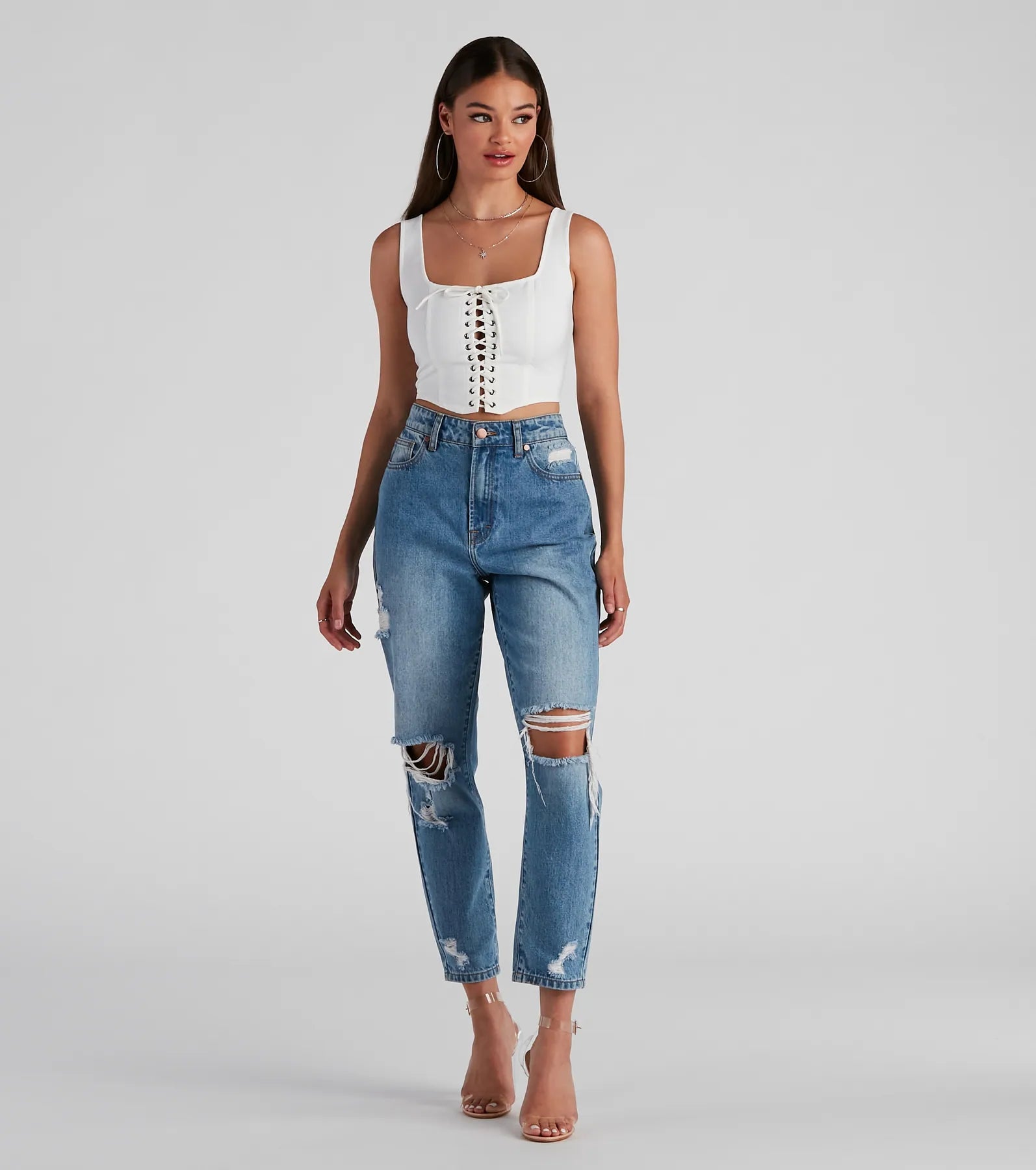 All Day Play Lace-Up Tank Crop Top - Image 4