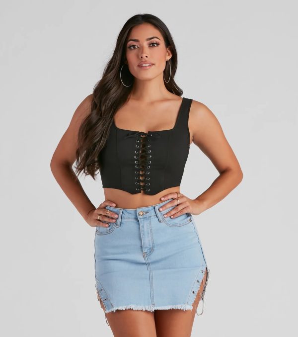 All Day Play Lace-Up Tank Crop Top - Image 5