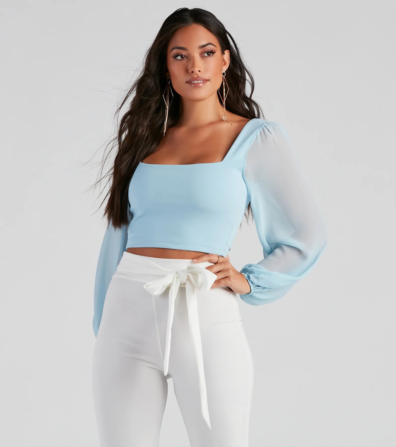 Classy Chic Chiffon Crop Top - Image 17
