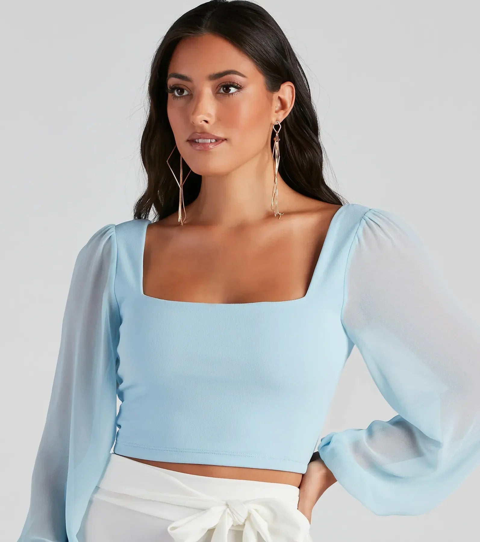 Classy Chic Chiffon Crop Top - Image 20