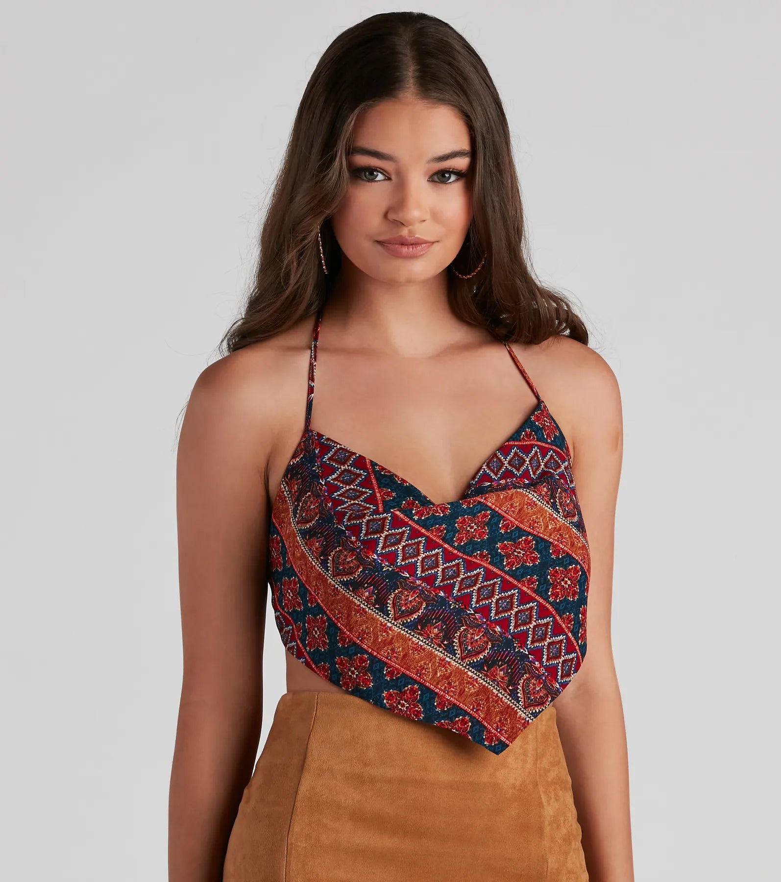 Boho Stunner Printed Scarf Top - Image 4