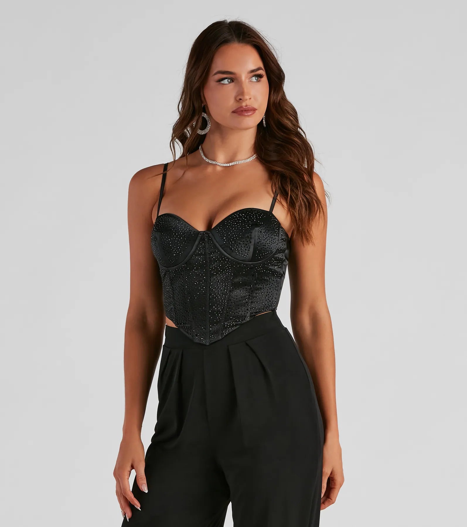 Sparkly Flirt Satin Heatstone Corset - Image 9