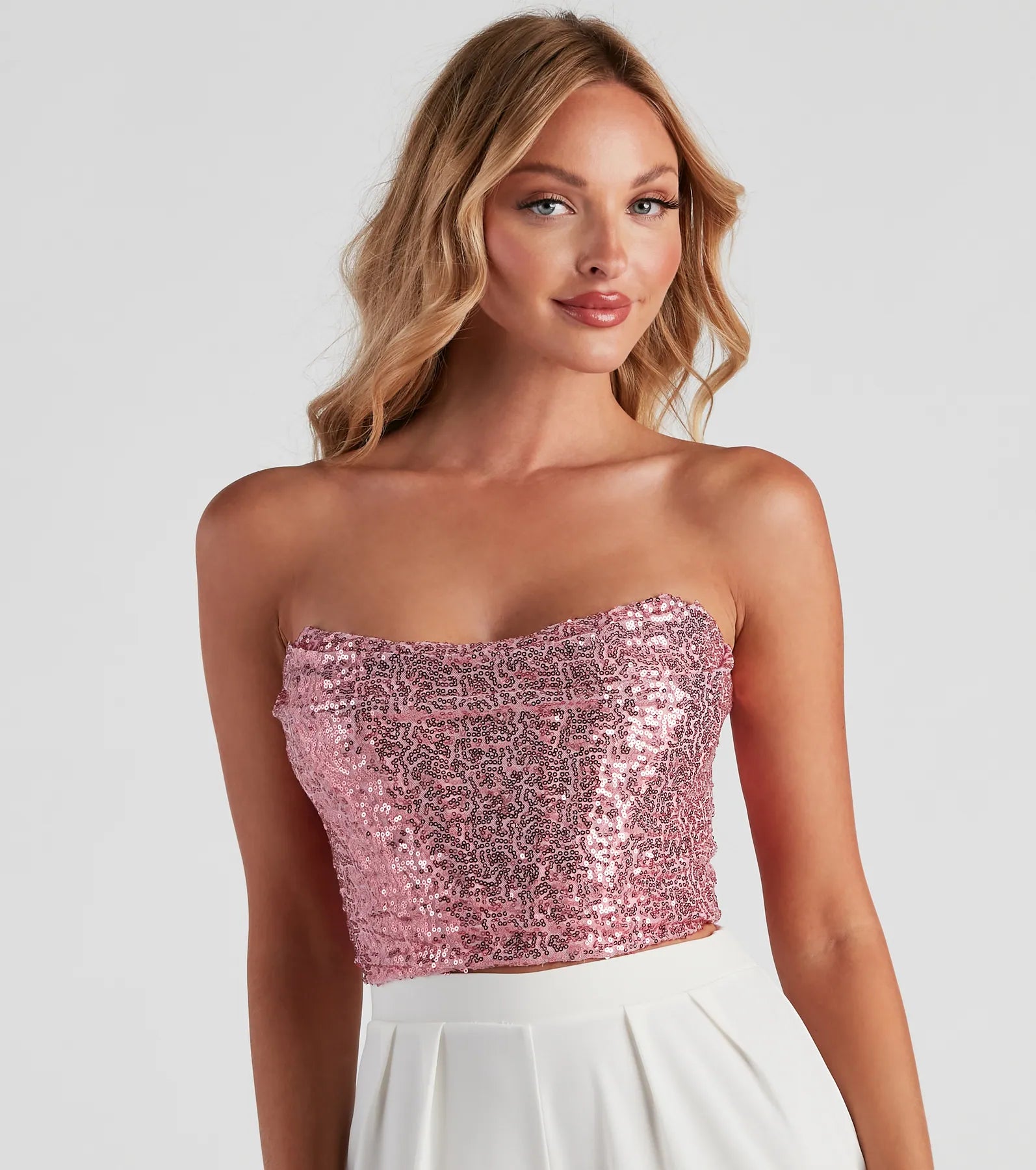She's Glowing Sequin Corset Top - Image 4