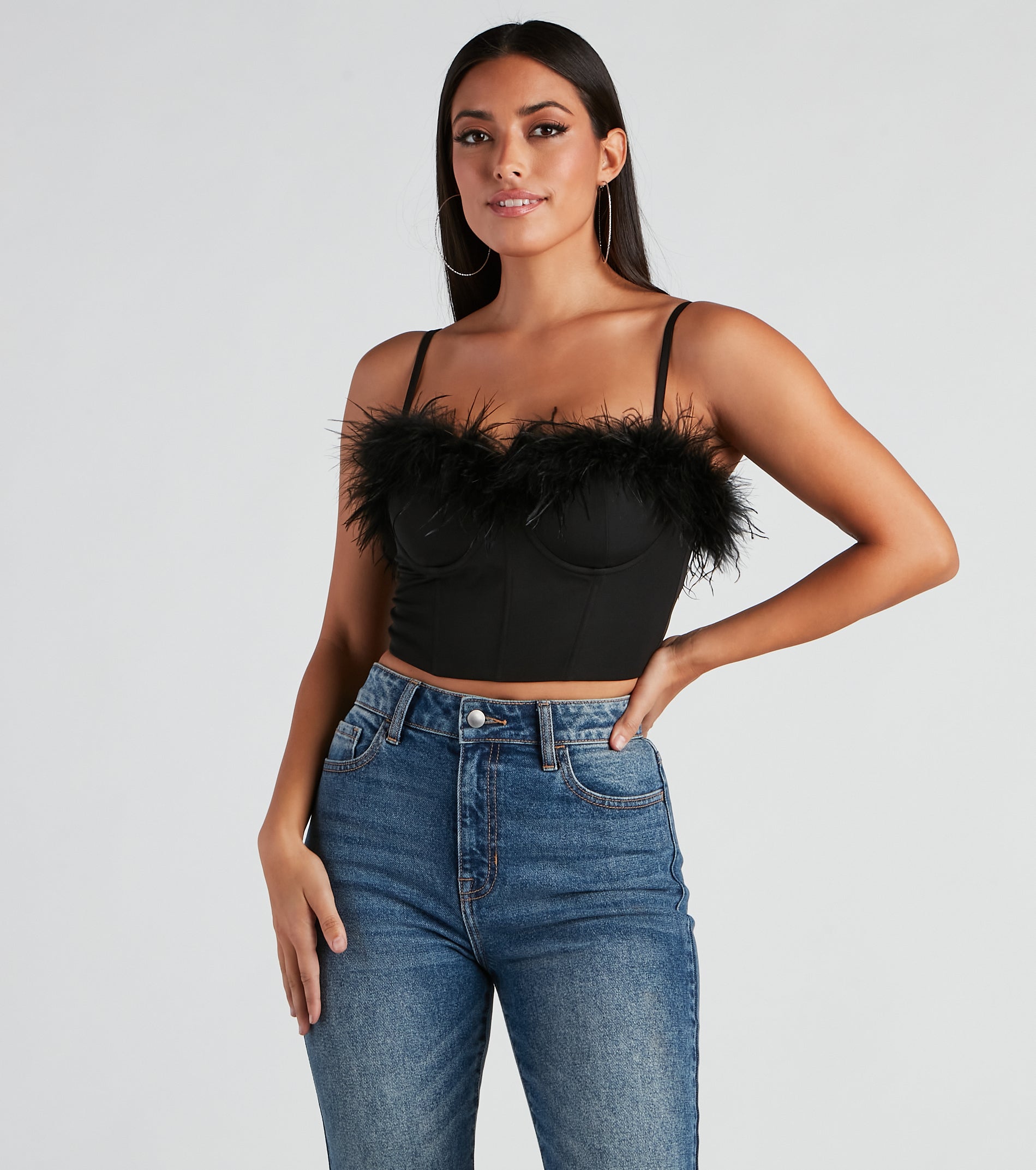 So Fine Marabou Trim Corset - Image 9