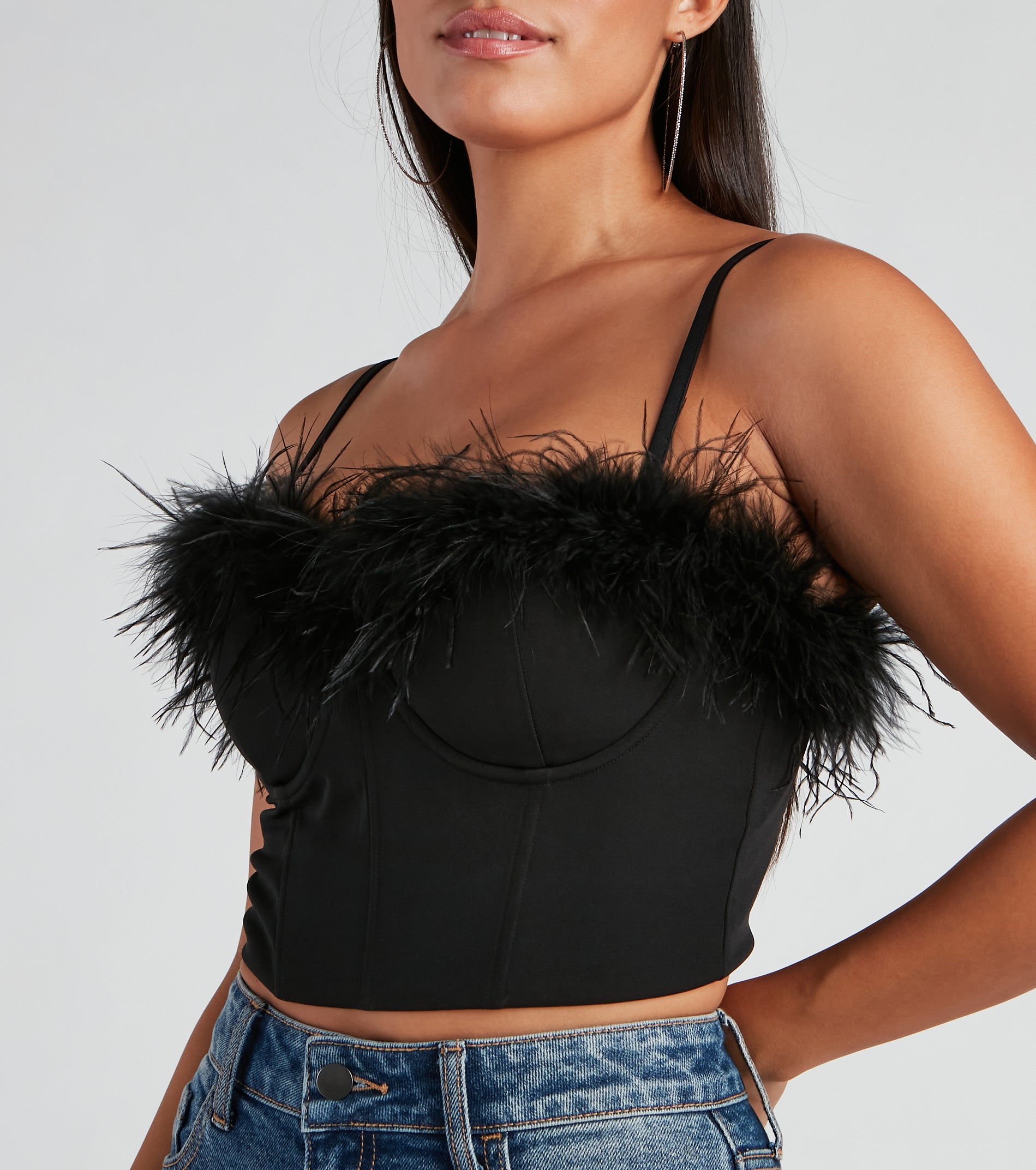 So Fine Marabou Trim Corset - Image 12