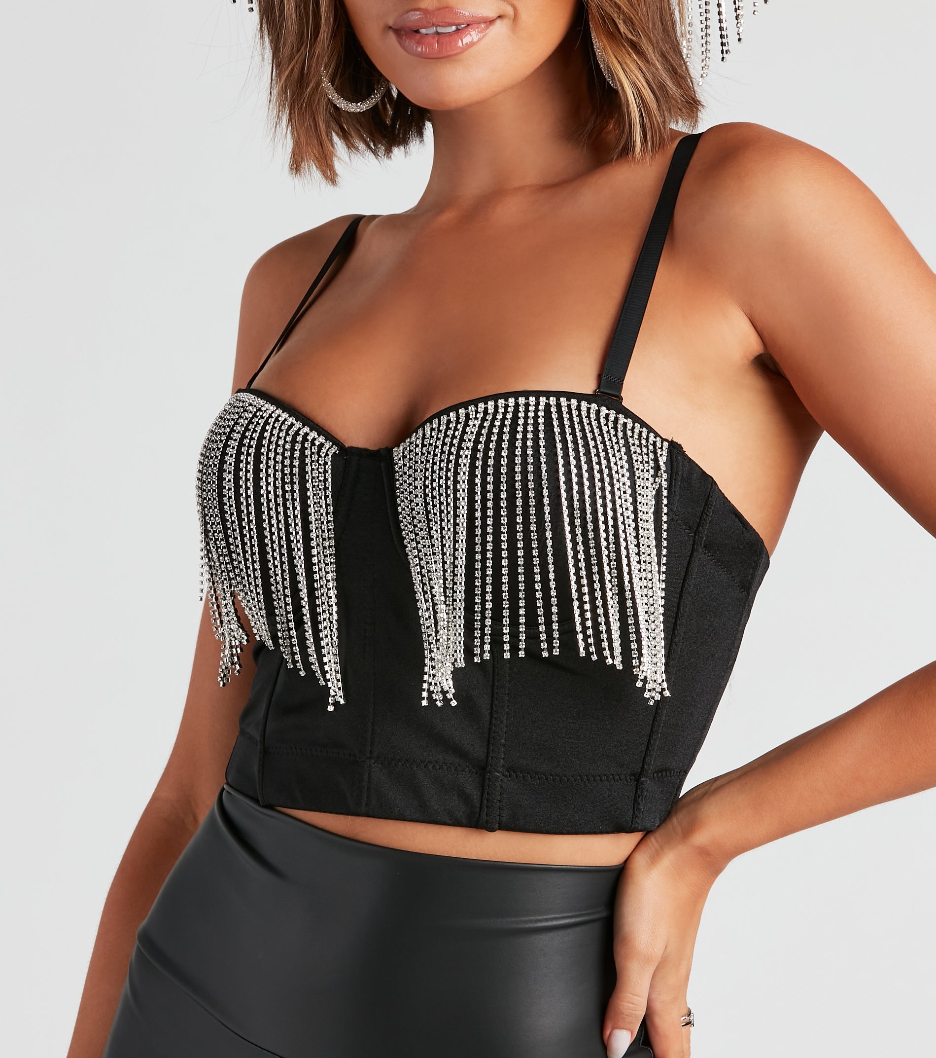 Night Glow Rhinestone Fringe Corset - Image 8