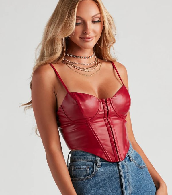 High Roads Faux Leather Corset Crop Top - Image 4