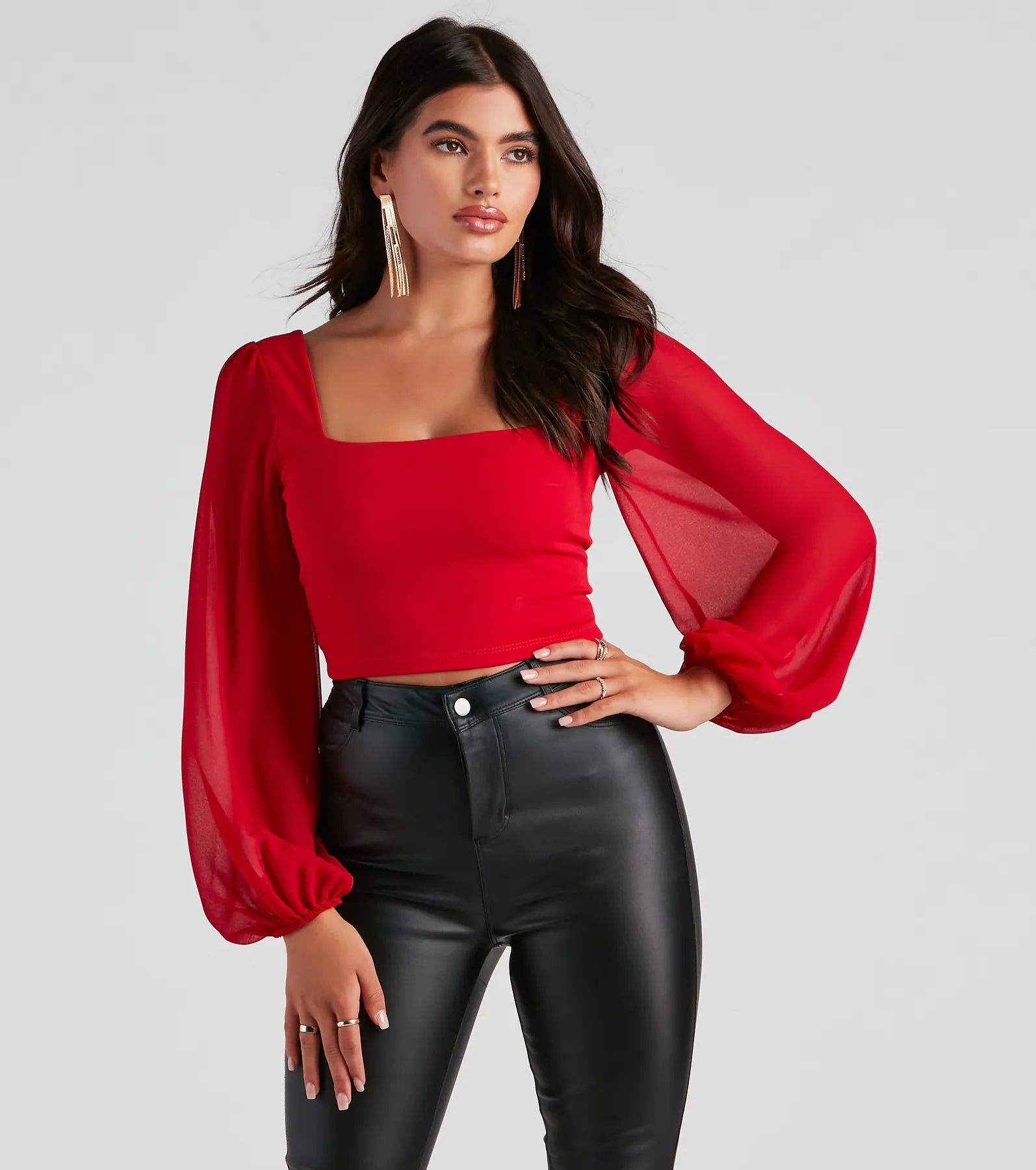Classy Chic Chiffon Crop Top - Image 21