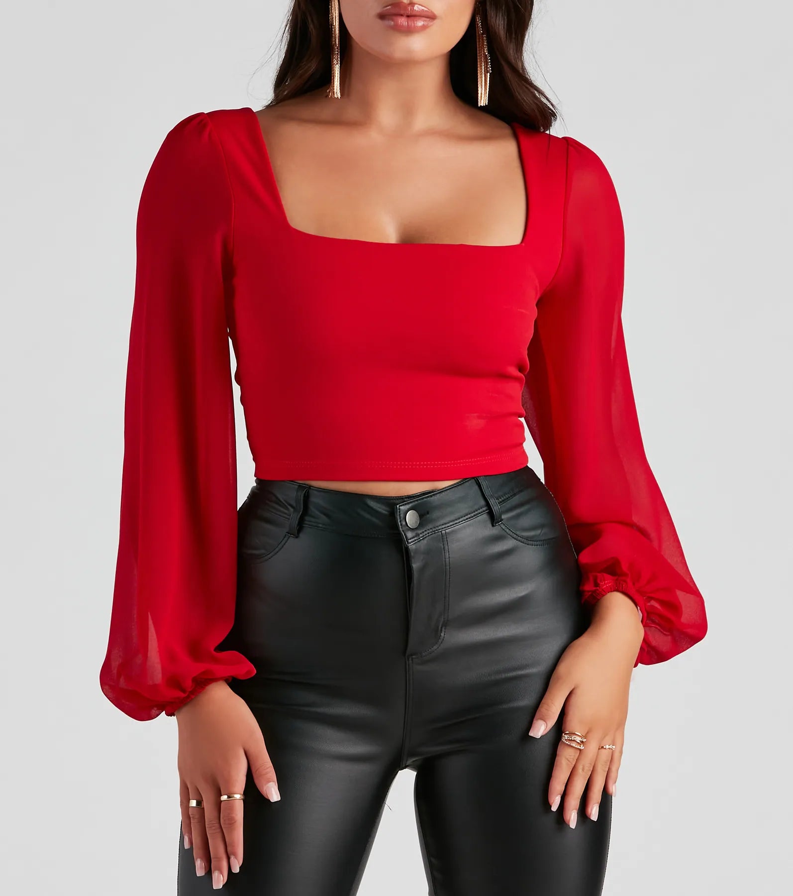 Classy Chic Chiffon Crop Top - Image 24