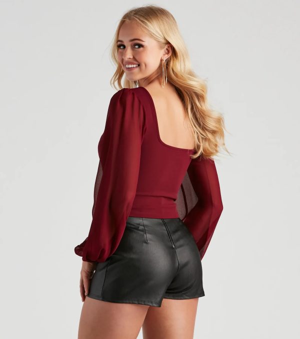 Classy Chic Chiffon Crop Top - Image 26