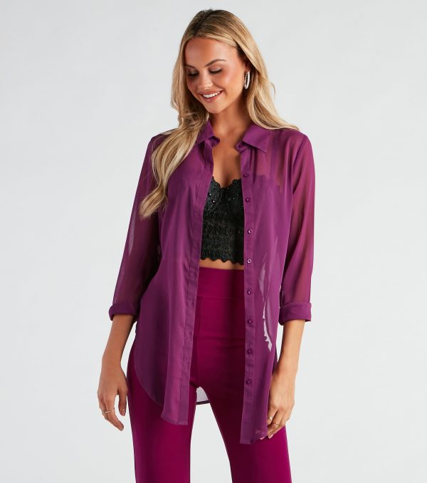 Such A Staple Sheer Button-Up Tunic - Image 11