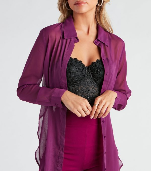 Such A Staple Sheer Button-Up Tunic - Image 13