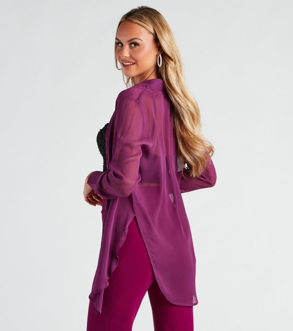 Such A Staple Sheer Button-Up Tunic - Image 14