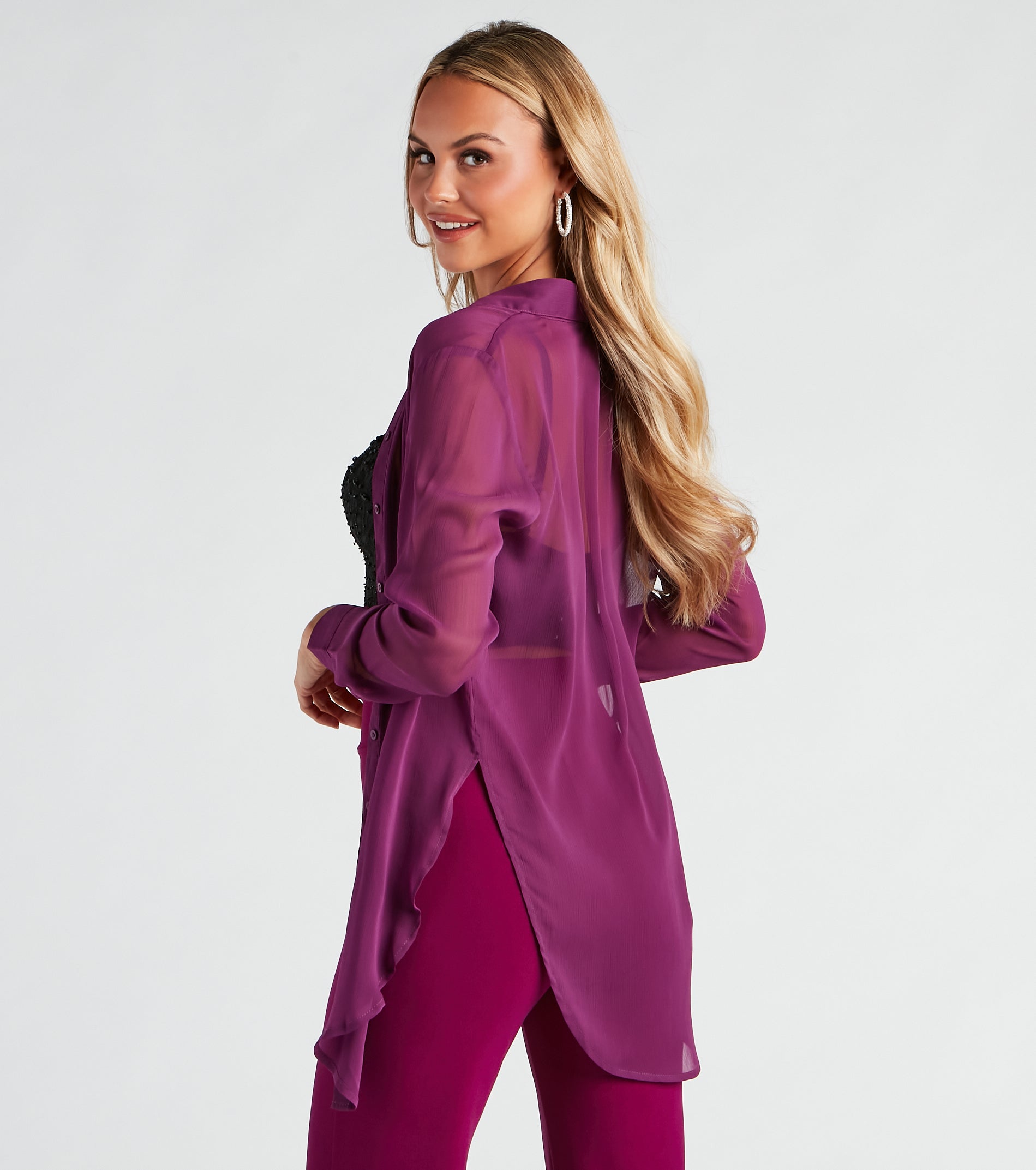 Such A Staple Sheer Button-Up Tunic - Image 14