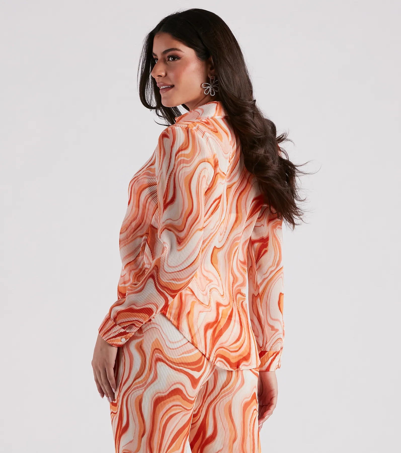 Spring Break Vibes Pleated Button-Down Top - Image 2