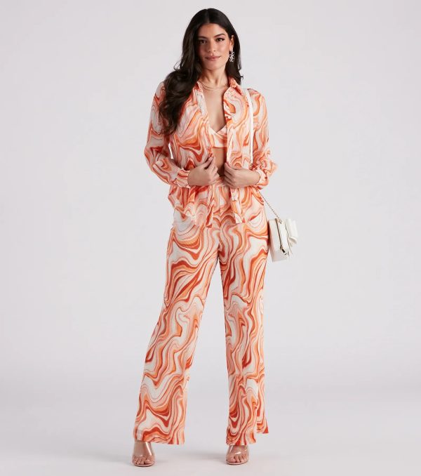 Spring Break Vibes Pleated Button-Down Top - Image 3