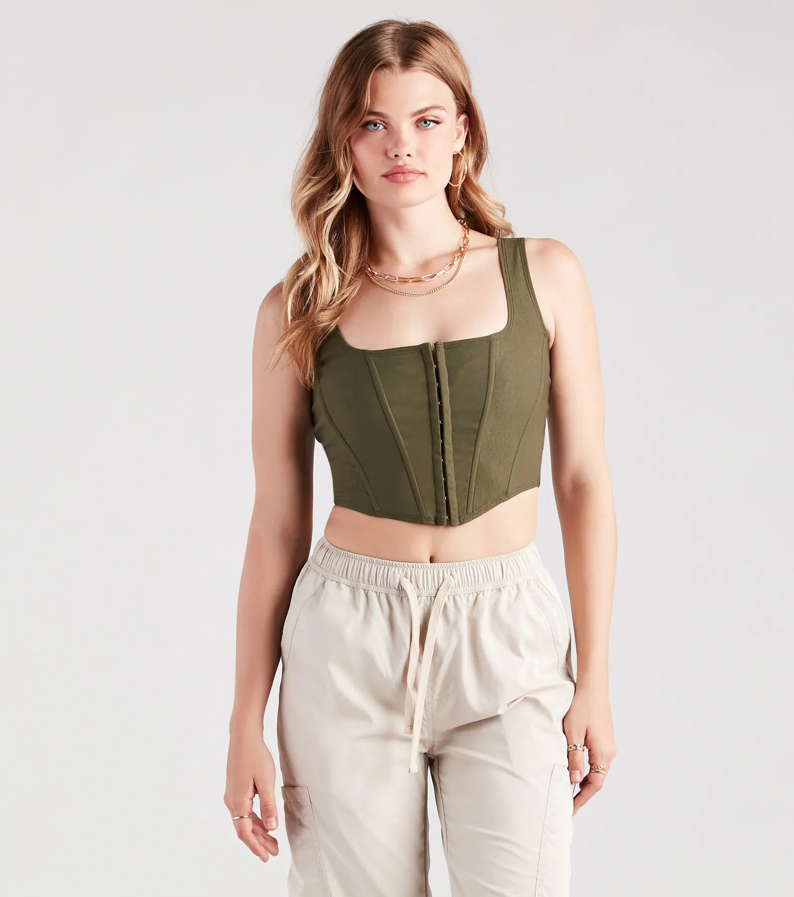 Hook and Eye Corset Crop Top - Image 49
