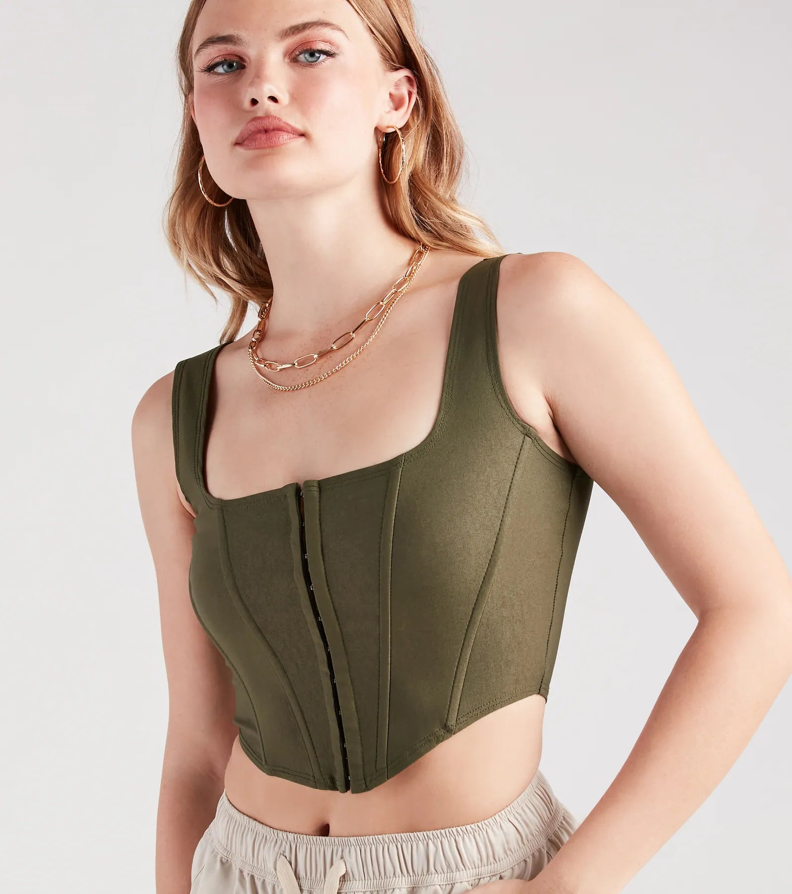 Hook and Eye Corset Crop Top - Image 52