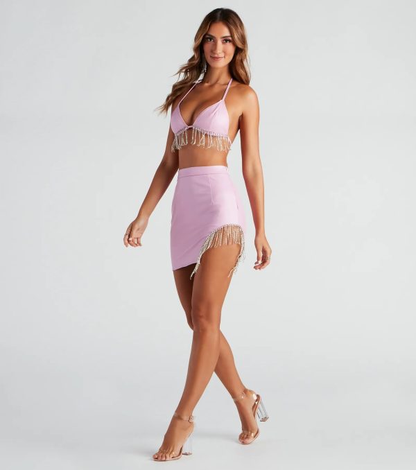 Sexy Shimmer Rhinestone Faux Leather Halter Bra - Image 3