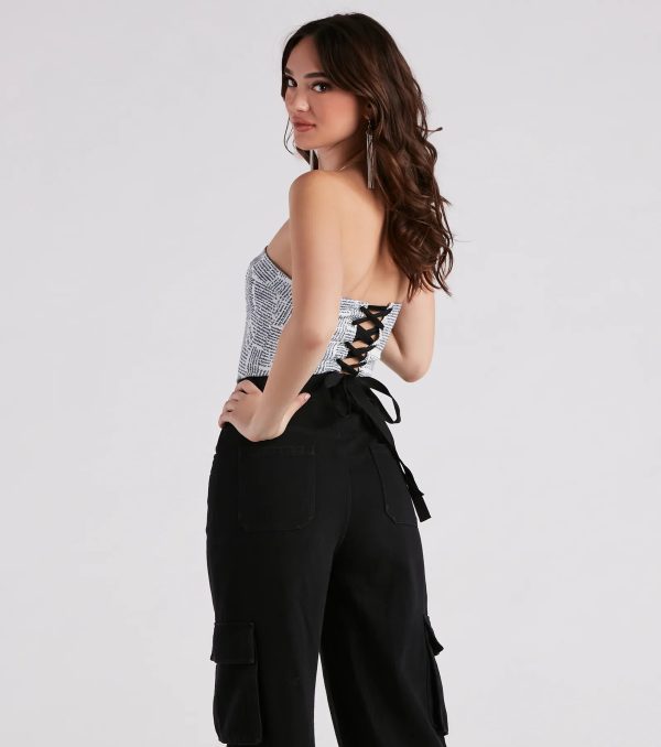 In Other News Lace-Up Newspaper Corset Top - Image 2