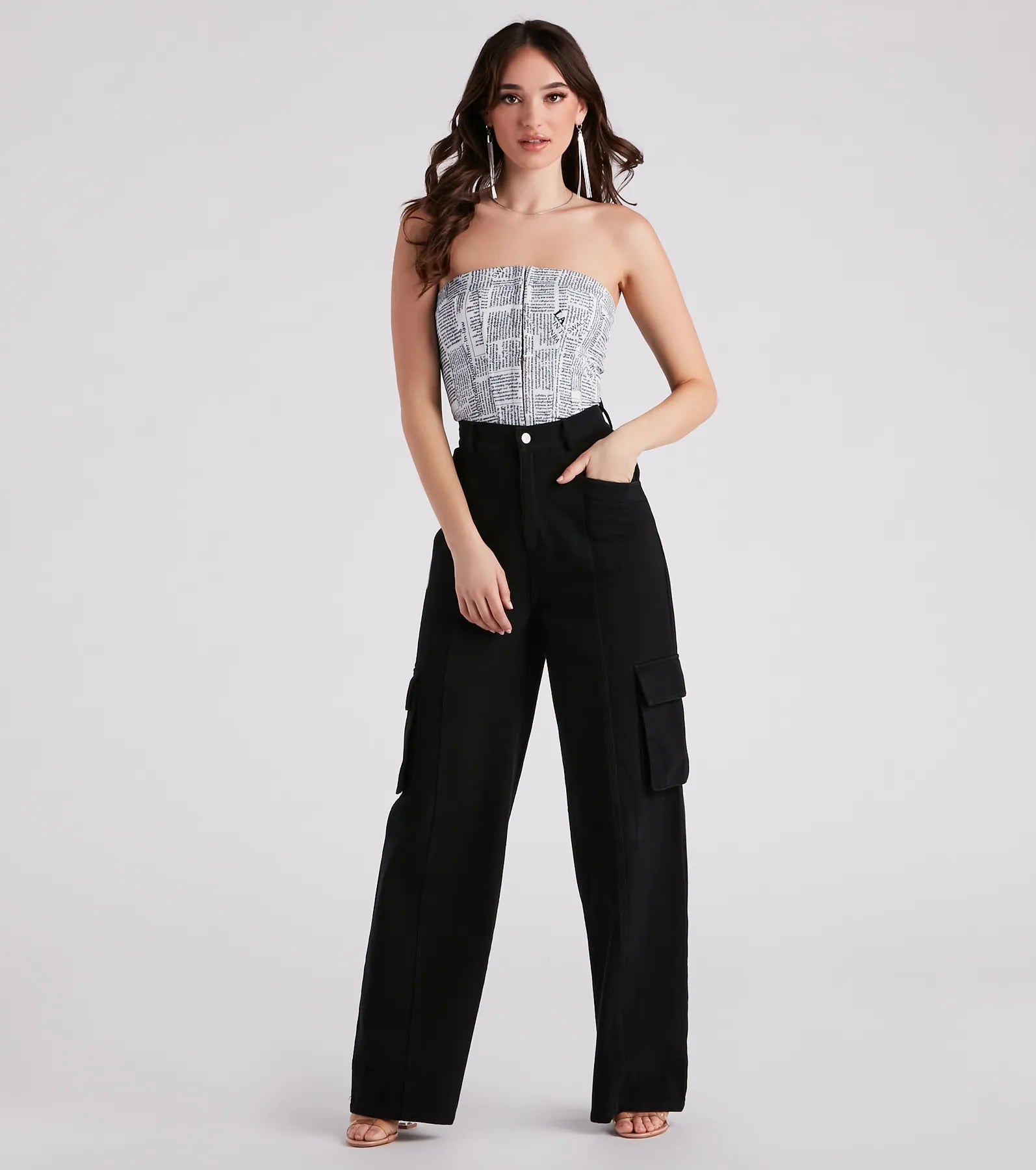 In Other News Lace-Up Newspaper Corset Top - Image 3