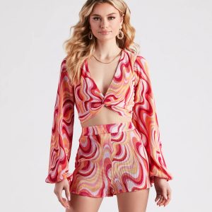 So Retro Swirl Print Crop Top