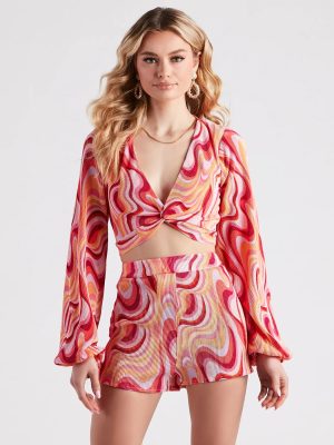 So Retro Swirl Print Crop Top