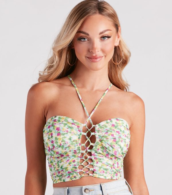 Artsy Energy Lace-Up Halter Crop Top - Image 4