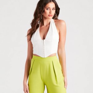Compliment Starter Linen Halter Corset Top