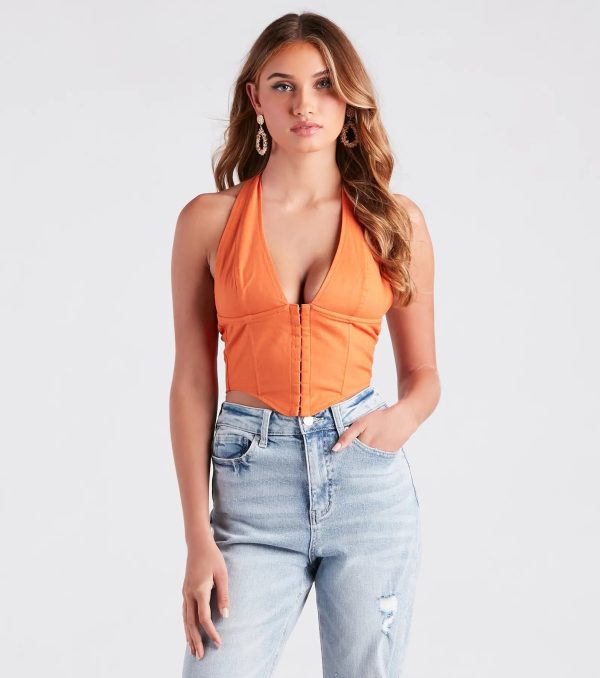 Compliment Starter Linen Halter Corset Top - Image 5