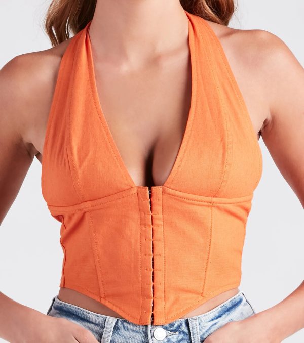 Compliment Starter Linen Halter Corset Top - Image 8