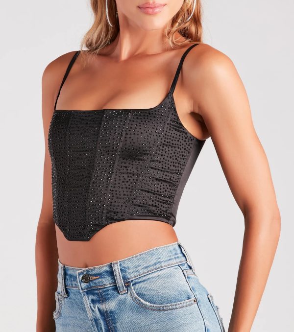 Heat Of The Moment Rhinestone Satin Corset Top - Image 4