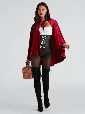 Lil' Red Lace-Up Corset Bodysuit