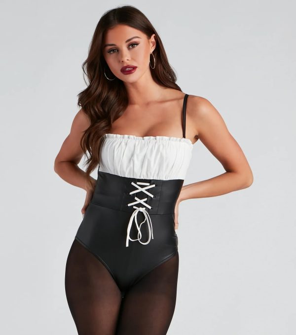 Lil' Red Lace-Up Corset Bodysuit - Image 2