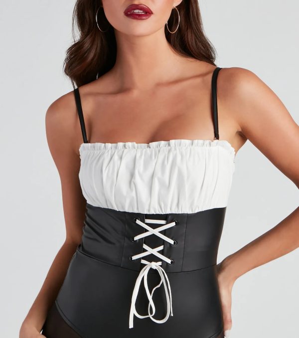 Lil' Red Lace-Up Corset Bodysuit - Image 4