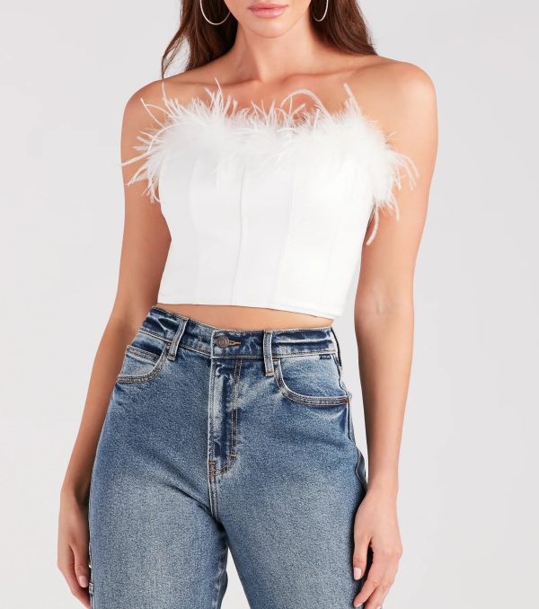 Call Me Fab Marabou Feather Faux Leather Corset - Image 8