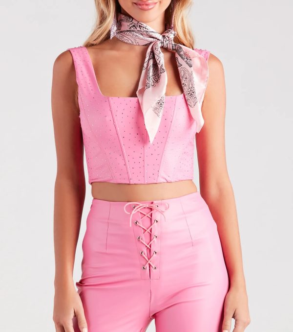 Fashion Doll Rhinestone Faux Leather Corset Top - Image 4