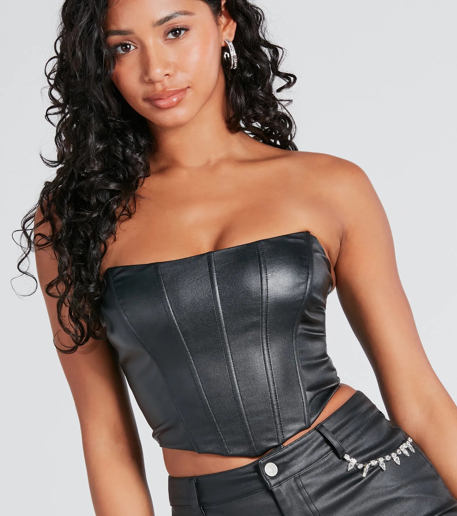 Popular Demand Faux Leather Corset Top - Image 3