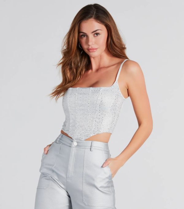 Heat Of The Moment Rhinestone Satin Corset Top - Image 7