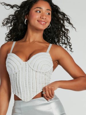 Feeling Bold Faux Pearl Rhinestone Bustier
