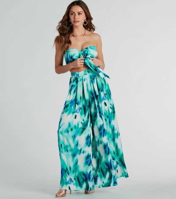 Forever Muse Abstract Satin Bandeau Crop Top - Image 3