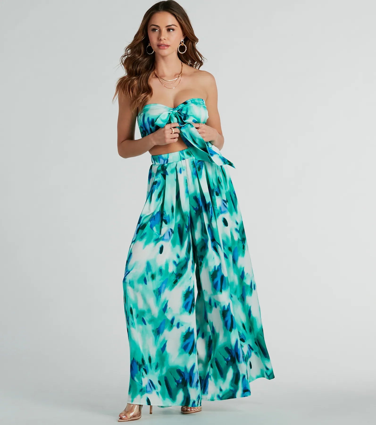 Forever Muse Abstract Satin Bandeau Crop Top - Image 3